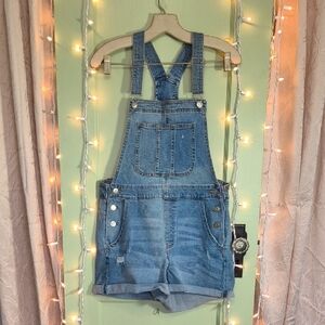 Women's No Boundaries Denim Shorts Overalls Medium 7-9